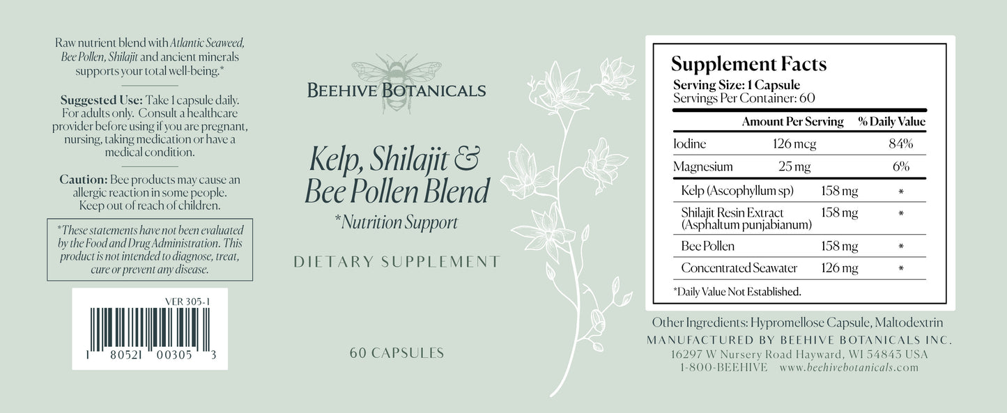 Kelp, Shilajit & Bee Pollen Blend Capsules