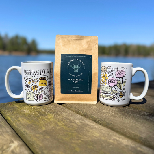 Beehive Botanicals Mug by Ivory & Sage and Midwest Roasters Coffee